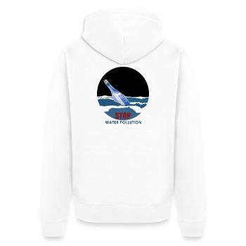 Stoppen Sie die Wasserverschmutzung - Unisex Premium Bio Zip Hoodie - Weiß - Hinten - Thijin (182cm)