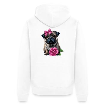 Pug Dog - Unisex Premium Organic Zip Hoodie - white - Back - Thijin (182cm)