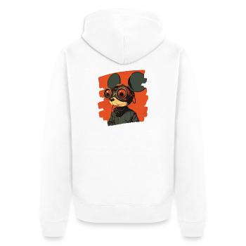 Mouse Retro - Unisex Premium Organic Zip Hoodie - white - Back - Thijin (182cm)