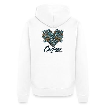 Car Lover Heart - Unisex Premium Bio Zip Hoodie - Weiß - Hinten - Thijin (182cm)