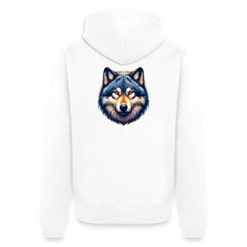 Wolf - Unisex Premium Organic Zip Hoodie - white - Back - Thijin (182cm)