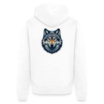 Wolf - Unisex Premium Organic Zip Hoodie - white - Back - Thijin (182cm)