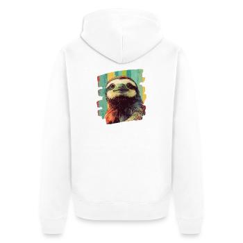 Faultier Retro - Unisex Premium Bio Zip Hoodie - Weiß - Hinten - Thijin (182cm)