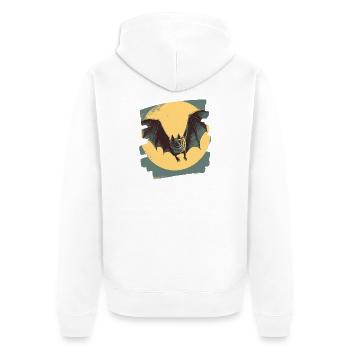 Fledermaus Retro - Unisex Premium Bio Zip Hoodie - Weiß - Hinten - Thijin (182cm)