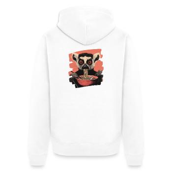 Lemur Ramen Retro - Unisex Premium Bio Zip Hoodie - Weiß - Hinten - Thijin (182cm)