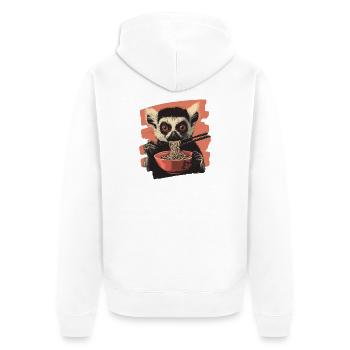 Lemur Ramen - Unisex Premium Bio Zip Hoodie - Weiß - Hinten - Thijin (182cm)
