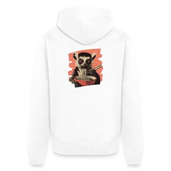 Lemur Ramen Retro - Unisex Premium Bio Zip Hoodie - Weiß - Hinten - Thijin (182cm)