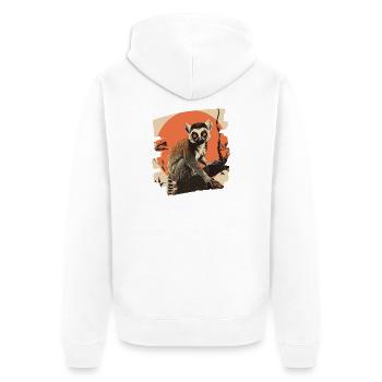 Lemur - Unisex Premium Bio Zip Hoodie - Weiß - Hinten - Thijin (182cm)