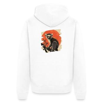 Lemur - Unisex Premium Bio Zip Hoodie - Weiß - Hinten - Thijin (182cm)