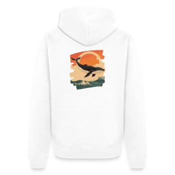 Walfisch - Unisex Premium Bio Zip Hoodie - Weiß - Hinten - Thijin (182cm)