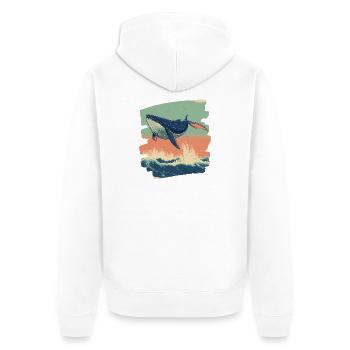 Wal - Unisex Premium Bio Zip Hoodie - Weiß - Hinten - Thijin (182cm)