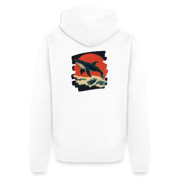 Whale Retro - Unisex Premium Organic Zip Hoodie - white - Back - Thijin (182cm)