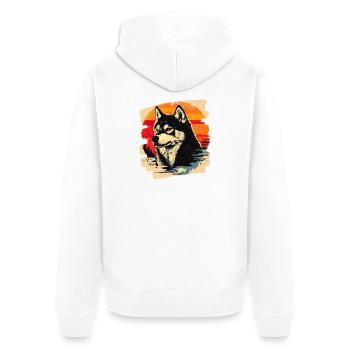 Husky - Unisex Premium Bio Zip Hoodie - Weiß - Hinten - Thijin (182cm)