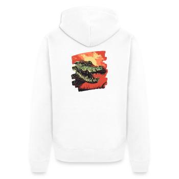 Krokodil - Unisex Premium Bio Zip Hoodie - Weiß - Hinten - Thijin (182cm)