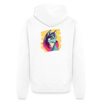 Husky - Unisex Premium Bio Zip Hoodie - Weiß - Hinten - Thijin (182cm)