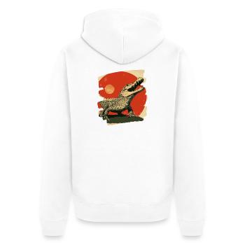 Krokodil Retro - Unisex Premium Bio Zip Hoodie - Weiß - Hinten - Thijin (182cm)