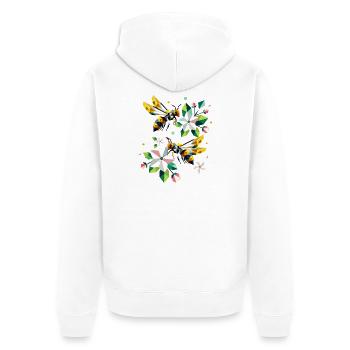 Des abeilles et des pommiers en fleurs aux couleurs harmonieuses - Veste à capuche bio Premium Unisexe - blanc - Dos - Thijin (182cm)