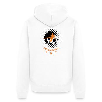 Fußball - Unisex Premium Bio Zip Hoodie - Weiß - Hinten - Thijin (182cm)