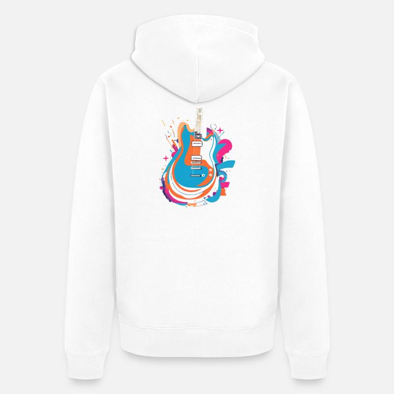 Bunte E-Gitarre - Unisex Premium Bio Zip Hoodie - Weiß