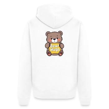 Kuschelbär mit Bear Hugs Schild - Unisex Premium Bio Zip Hoodie - Weiß - Hinten - Thijin (182cm)