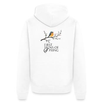 Vogel am Blütenzweig  - Unisex Premium Bio Zip Hoodie - Weiß - Hinten - Thijin (182cm)
