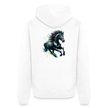 Horse - Unisex Premium Organic Zip Hoodie - white - Back - Thijin (182cm)
