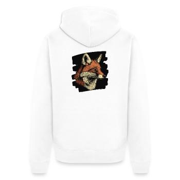 Fuchs - Unisex Premium Bio Zip Hoodie - Weiß - Hinten - Thijin (182cm)