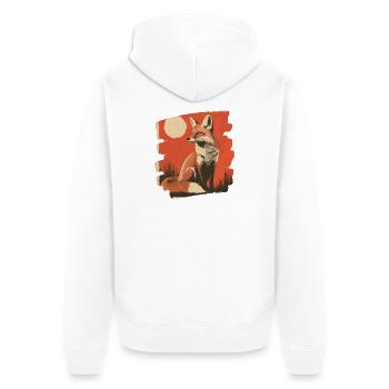 Fuchs - Unisex Premium Bio Zip Hoodie - Weiß - Hinten - Thijin (182cm)