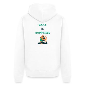 Yoga is happiness - Unisex Premium Bio Zip Hoodie - Weiß - Hinten - Thijin (182cm)