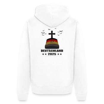 Tombe en Allemagne 2025 - Veste à capuche bio Premium Unisexe - blanc - Dos - Thijin (182cm)