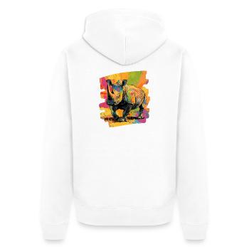 Nashorn - Unisex Premium Bio Zip Hoodie - Weiß - Hinten - Thijin (182cm)