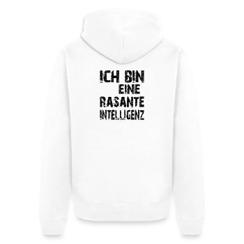 KI Spruch Ich bin eine rasante Intelligenz - Unisex Premium Bio Zip Hoodie - Weiß - Hinten - Thijin (182cm)