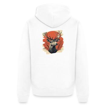 Hirsch mit Geweih - Unisex Premium Bio Zip Hoodie - Weiß - Hinten - Thijin (182cm)