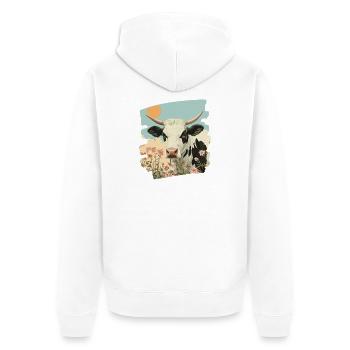 Kuh Bauer - Unisex Premium Bio Zip Hoodie - Weiß - Hinten - Thijin (182cm)