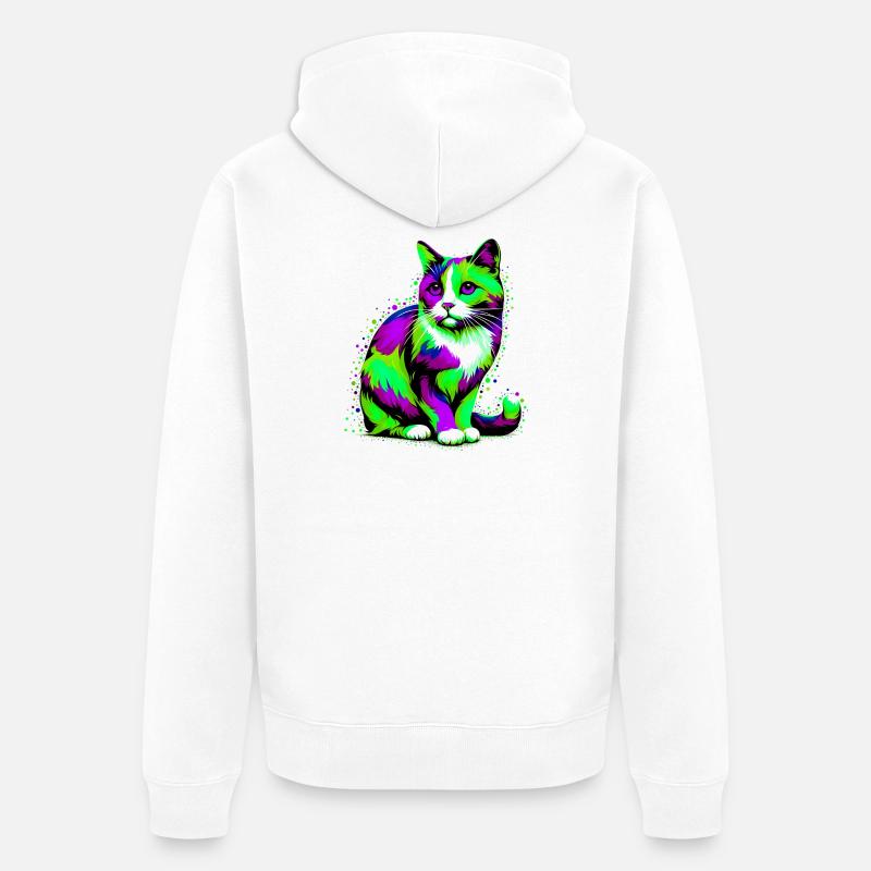 Chat - Veste à capuche bio Premium Unisexe - blanc