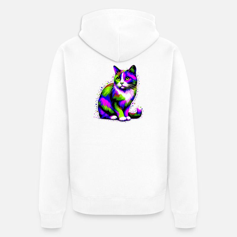 Chat - Veste à capuche bio Premium Unisexe - blanc