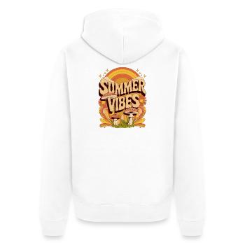 Summer Vibes Retro Mushroom Hippie Festival Summer - Unisex Premium Organic Zip Hoodie - white - Back - Thijin (182cm)