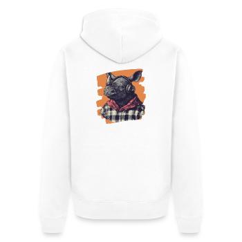 Nashorn - Unisex Premium Bio Zip Hoodie - Weiß - Hinten - Thijin (182cm)