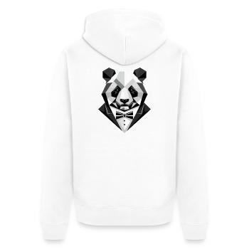 Geometric Sophistication – The Panda in a Tuxedo - Unisex Premium Organic Zip Hoodie - white - Back - Thijin (182cm)