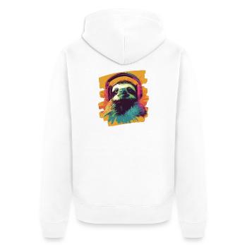 Faultier - Unisex Premium Bio Zip Hoodie - Weiß - Hinten - Thijin (182cm)