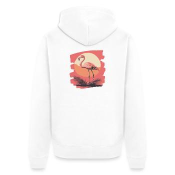 Flamingo - Unisex Premium Bio Zip Hoodie - Weiß - Hinten - Thijin (182cm)