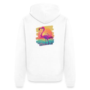 Flamingo - Unisex Premium Bio Zip Hoodie - Weiß - Hinten - Thijin (182cm)