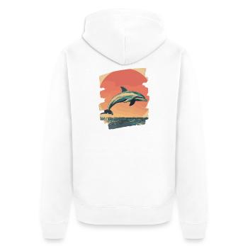 Dolphin - Unisex Premium Organic Zip Hoodie - white - Back - Thijin (182cm)