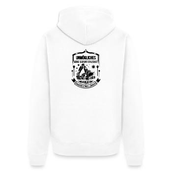 Baggerfahrer Unmögliches sofort erledigt - Unisex Premium Bio Zip Hoodie - Weiß - Hinten - Thijin (182cm)