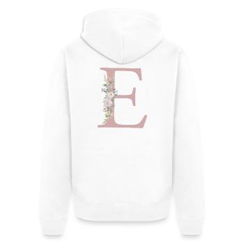 E Monogramm, Floral, personalisierbar - Unisex Premium Bio Zip Hoodie - Weiß - Hinten - Thijin (182cm)