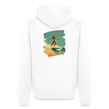 Surfer - Unisex Premium Bio Zip Hoodie - Weiß - Hinten - Thijin (182cm)