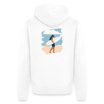 Surfer - Unisex Premium Bio Zip Hoodie - Weiß - Hinten - Thijin (182cm)