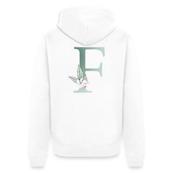 F Monogram, Floral, Customizable - Unisex Premium Organic Zip Hoodie - white - Back - Thijin (182cm)