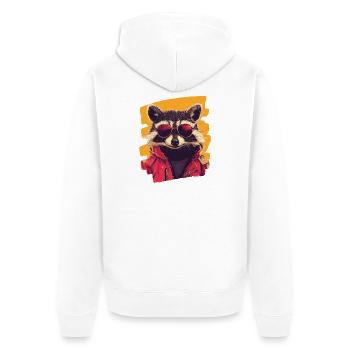 Raccoon - Unisex Premium Organic Zip Hoodie - white - Back - Thijin (182cm)