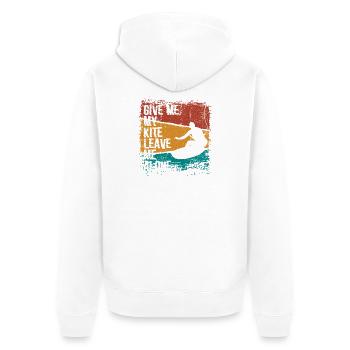 Solo Kite Surfer Silhouette Design - Unisex Premium Organic Zip Hoodie - white - Back - Thijin (182cm)